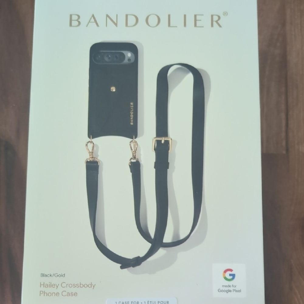 Bandolier Pixel 9/9 Pro Black and Gold Crossbody Phone Case w/ Adjustable Strap